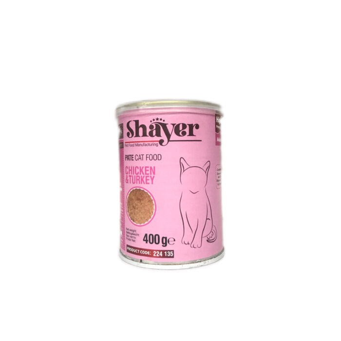 كنسرو غذاي گربه شاير پته با طعم مرغ و بوقلمون shayer chicken&turkey - Image 1