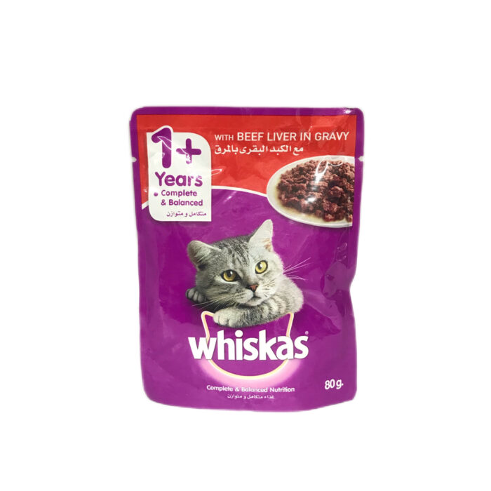 پوچ ویسکاس با طعم گوشت گاو و جگر در سس whiskas - Image 1
