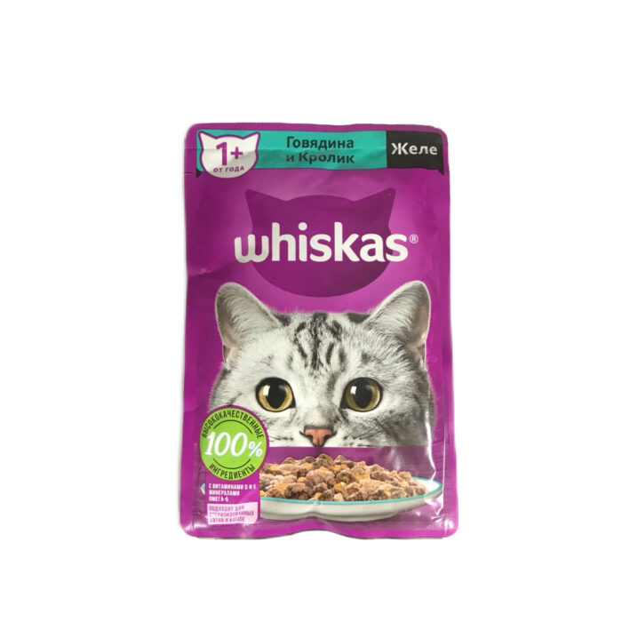 پوچ ویسکاس با طعم گاو و خرگوش در ژل whiskas - Image 1